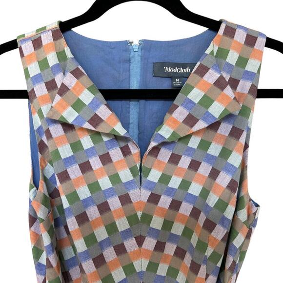 Modcloth Women's Looking Back Plaid Gingham Retro Pocket Dress Size Medium - Picture 4 of 9
